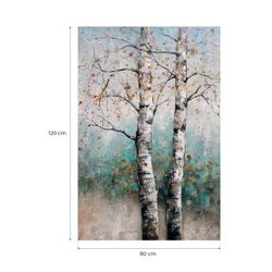 Quadro albero, 80 x 120 cm, autunno sfondo verde | Collezione Serie Naturaleza