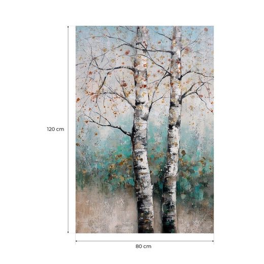 Quadro albero, 80 x 120 cm, autunno sfondo verde | Collezione Serie Naturaleza