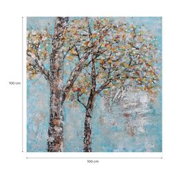 Cuadro árboles, 100  x  100 cm,  otoño cielo azul  |  Colección Serie Paisaje
