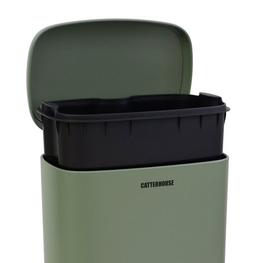 CATTERHOUSE Planeta 30L Metall-Recycling- und Abfalleimer, 33,5 x 30 x 60,5 cm, mit Pedal, herausnehmbarem Eimer und Soft-Close-Funktion – Modernes und praktisches Design für Küche und Bad