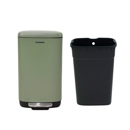 CATTERHOUSE Planeta 30L Metall-Recycling- und Abfalleimer, 33,5 x 30 x 60,5 cm, mit Pedal, herausnehmbarem Eimer und Soft-Close-Funktion – Modernes und praktisches Design für Küche und Bad