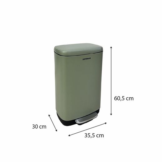 CATTERHOUSE Planeta 30L Metall-Recycling- und Abfalleimer, 33,5 x 30 x 60,5 cm, mit Pedal, herausnehmbarem Eimer und Soft-Close-Funktion – Modernes und praktisches Design für Küche und Bad