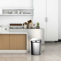 Cestino per riciclo, 34 x 25 x 52 cm, in acciaio inossidabile e ABS colore argento | Collezione Futuro