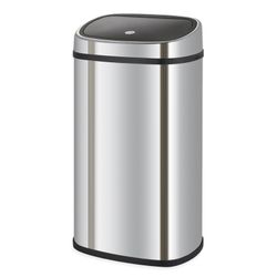 Abfalleimer, 39,5 x 28 x 57 cm, aus Edelstahl und ABS in Silber | Kollektion Futuro