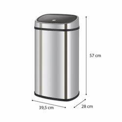 Abfalleimer, 39,5 x 28 x 57 cm, aus Edelstahl und ABS in Silber | Kollektion Futuro