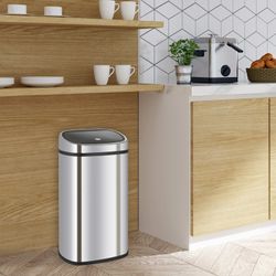Abfalleimer, 39,5 x 28 x 57 cm, aus Edelstahl und ABS in Silber | Kollektion Futuro