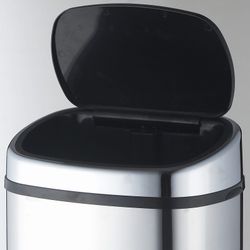 Abfalleimer, 39,5 x 28 x 57 cm, aus Edelstahl und ABS in Silber | Kollektion Futuro