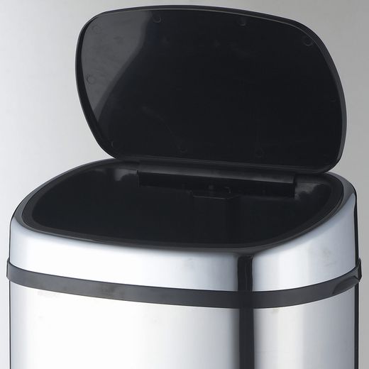 Abfalleimer, 39,5 x 28 x 57 cm, aus Edelstahl und ABS in Silber | Kollektion Futuro