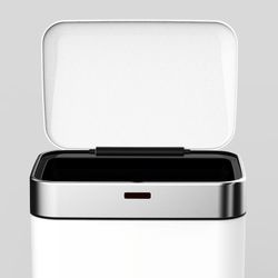 Cubo de reciclaje, 42 x 30 x 76 cm, de acero inoxidable y abs en blanco | Colección Cosmos