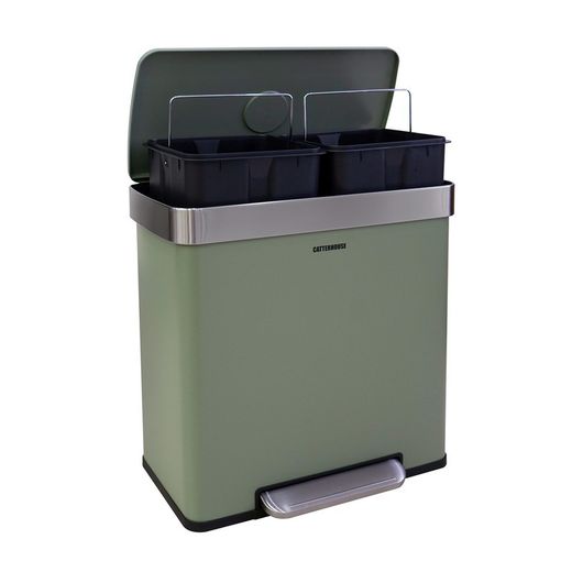 Cestino per la raccolta differenziata, 58 x 35,5 x 60 cm, in metallo e plastica verde | Collezione Planeta