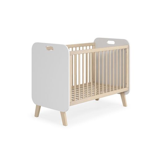 Culla, 126,8 x 68 x 96 cm, in legno di pino bianco e naturale | Collezione Paris