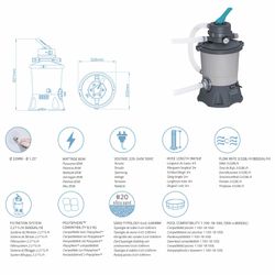 Filtre à sable Bestway pour piscine démontable 3.596 l/h, connexion 32 mm
