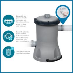 Filtre à cartouche Bestway 2.006 L/h pour piscines démontables