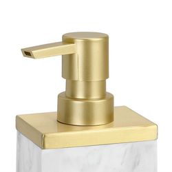 Seifenspender, 7 x 5 x 18 cm, aus Poliresin und Metall in Weiß | Kollektion Square