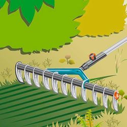 Escarificador de césped Gardena Combisystem, 35 cm de ancho, dientes galvanizados, compatible con mangos