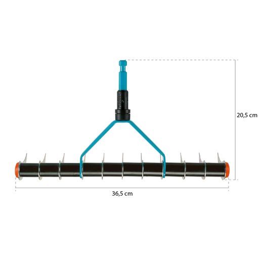 Escarificador de césped Gardena Combisystem, 35 cm de ancho, dientes galvanizados, compatible con mangos
