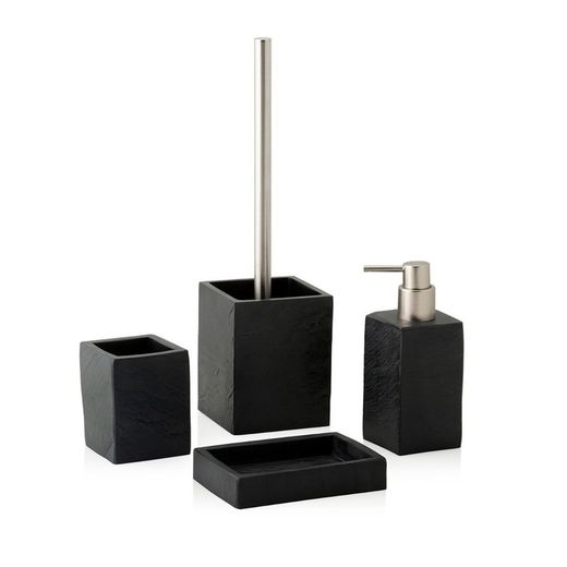 Spazzola da bagno, 9,5 x 9,5 x 36,5 cm, in poliresina e metallo nero | Collezione Ardesia
