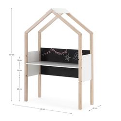 Scrivania, 100 x 40 x 155 cm, in legno naturale e bianco | Collezione Roxana