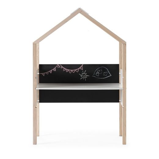 Scrivania, 100 x 40 x 155 cm, in legno naturale e bianco | Collezione Roxana