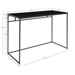 Scrivania, 100 x 45 x 75 cm, in legno e acciaio nero | Collezione Vita
