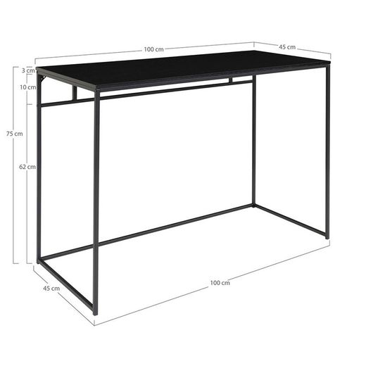 Scrivania, 100 x 45 x 75 cm, in legno e acciaio nero | Collezione Vita