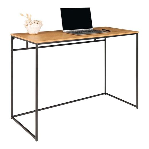 Scrivania, 100 x 45 x 75 cm, in legno e acciaio, finitura rovere e nero | Collezione Vita