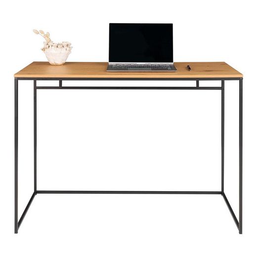 Scrivania, 100 x 45 x 75 cm, in legno e acciaio, finitura rovere e nero | Collezione Vita