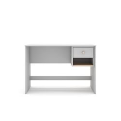 Scrivania, 110 x 55 x 75 cm, in legno di pino bianco e naturale | Collezione Esteban