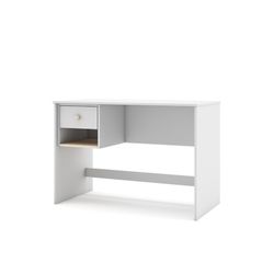Scrivania, 110 x 55 x 75 cm, in legno di pino bianco e naturale | Collezione Esteban