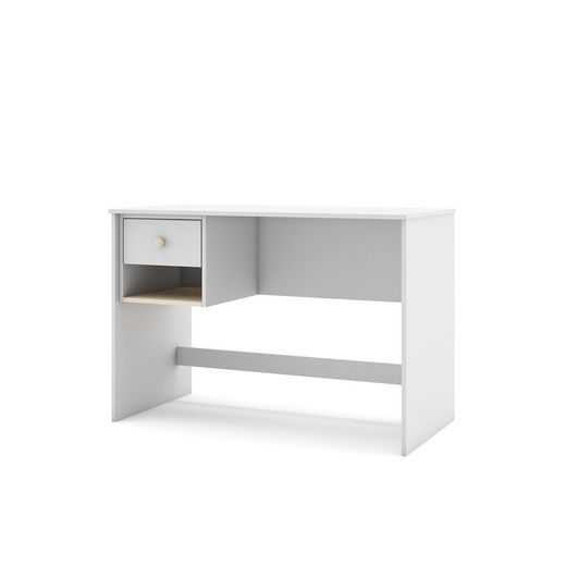 Scrivania, 110 x 55 x 75 cm, in legno di pino bianco e naturale | Collezione Esteban