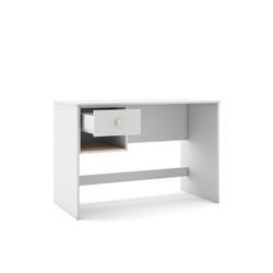Scrivania, 110 x 55 x 75 cm, in legno di pino bianco e naturale | Collezione Esteban