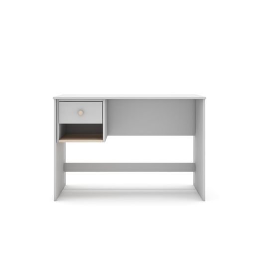Scrivania, 110 x 55 x 75 cm, in legno di pino bianco e naturale | Collezione Esteban