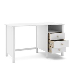 Scrivania, 120 x 54 x 74 cm, in legno di pino bianco | Collezione Max