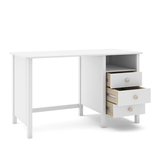 Scrivania, 120 x 54 x 74 cm, in legno di pino bianco | Collezione Max
