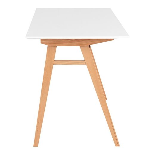 Escritorio, 120 x 60 x 75 cm, de madera de caucho en blanco y natural | Colección  Vojens