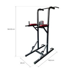 Estación de musculación de cross training, 63 x 102,5 x 153 / 212 cm, de acero, pvc y espuma en negro | Colección Serie 300