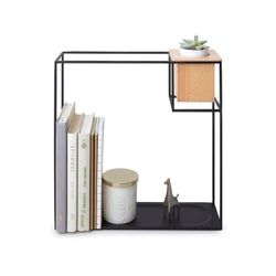 Supporto, 38 x 11 x 38 cm, in metallo e legno, nero e naturale | Collezione Cubist