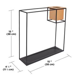 Supporto, 38 x 11 x 38 cm, in metallo e legno, nero e naturale | Collezione Cubist