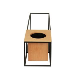 Portaoggetti, 38 x 12 x 11 cm, in metallo e legno, nero e naturale | Collezione Cubist