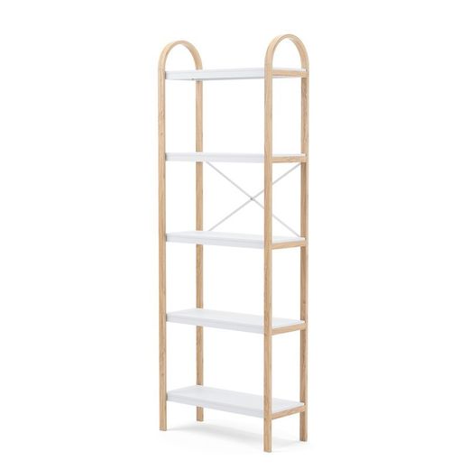 Estante, 61 x 26 x 170 cm, in legno bianco e naturale | Collezione Bellwood