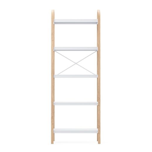 Estante, 61 x 26 x 170 cm, in legno bianco e naturale | Collezione Bellwood