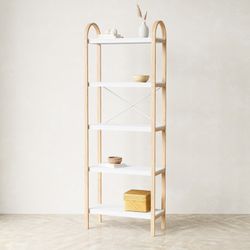 Estante, 61 x 26 x 170 cm, in legno bianco e naturale | Collezione Bellwood
