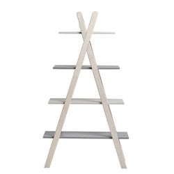Estantería, 80 x 35 x 146 cm, de madera en blanco y grises  | Colección Sia