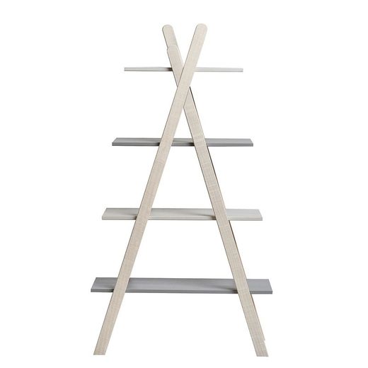 Estantería, 80 x 35 x 146 cm, de madera en blanco y grises  | Colección Sia