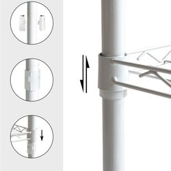 Estante con 4 ripiani, 56 x 35 x 120 cm, in metallo cromato bianco | Collezione Klaus