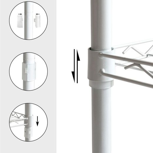 Estante con 4 ripiani, 56 x 35 x 120 cm, in metallo cromato bianco | Collezione Klaus