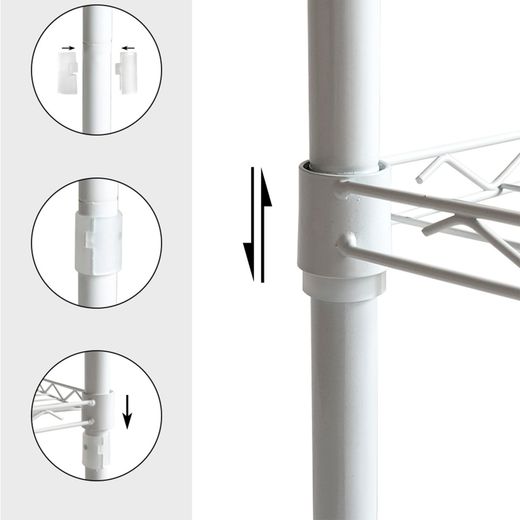 Prateleira com 4 níveis, 56 x 35 x 120 cm, de metal cromado branco | Coleção Klaus
