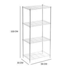 Prateleira com 4 níveis, 56 x 35 x 120 cm, de metal cromado branco | Coleção Klaus
