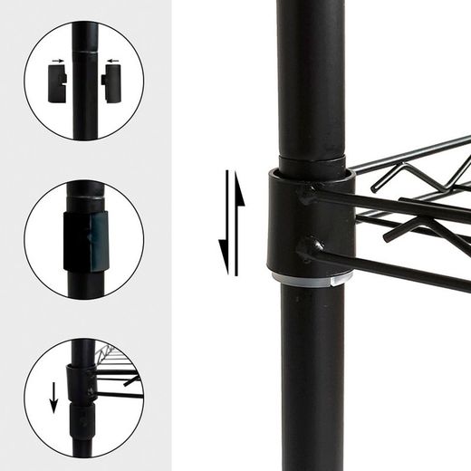Estante con 4 ripiani, 56 x 35 x 120 cm, in ferro cromato nero | Collezione Klaus