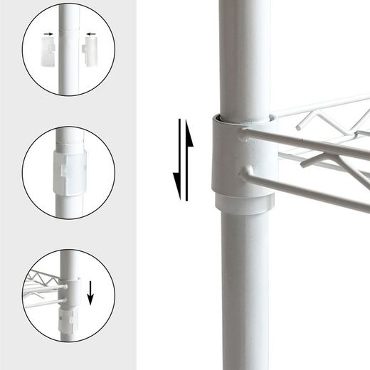 Estante con 5 ripiani, 56 x 35 x 160 cm, in metallo cromato bianco | Collezione Klaus